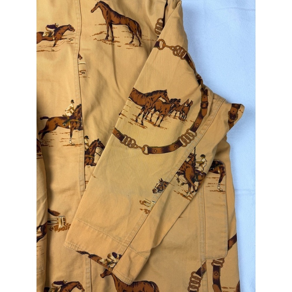 Vintage Ralph Lauren Polo Equestrian Print Chore Jacket Tan M - READ - Picture 14 of 16